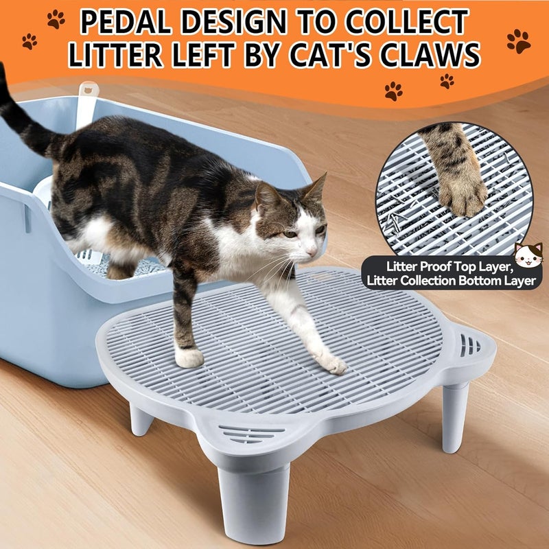 Bartuke Adjustable Cat Ramp Litter Box Step Double Layer with Filter Function, Elevated Litter Box Ramp for Senior Cats Easy Cleaning Cat Litter Tray for Floor Indoor (Grey) - Image 5